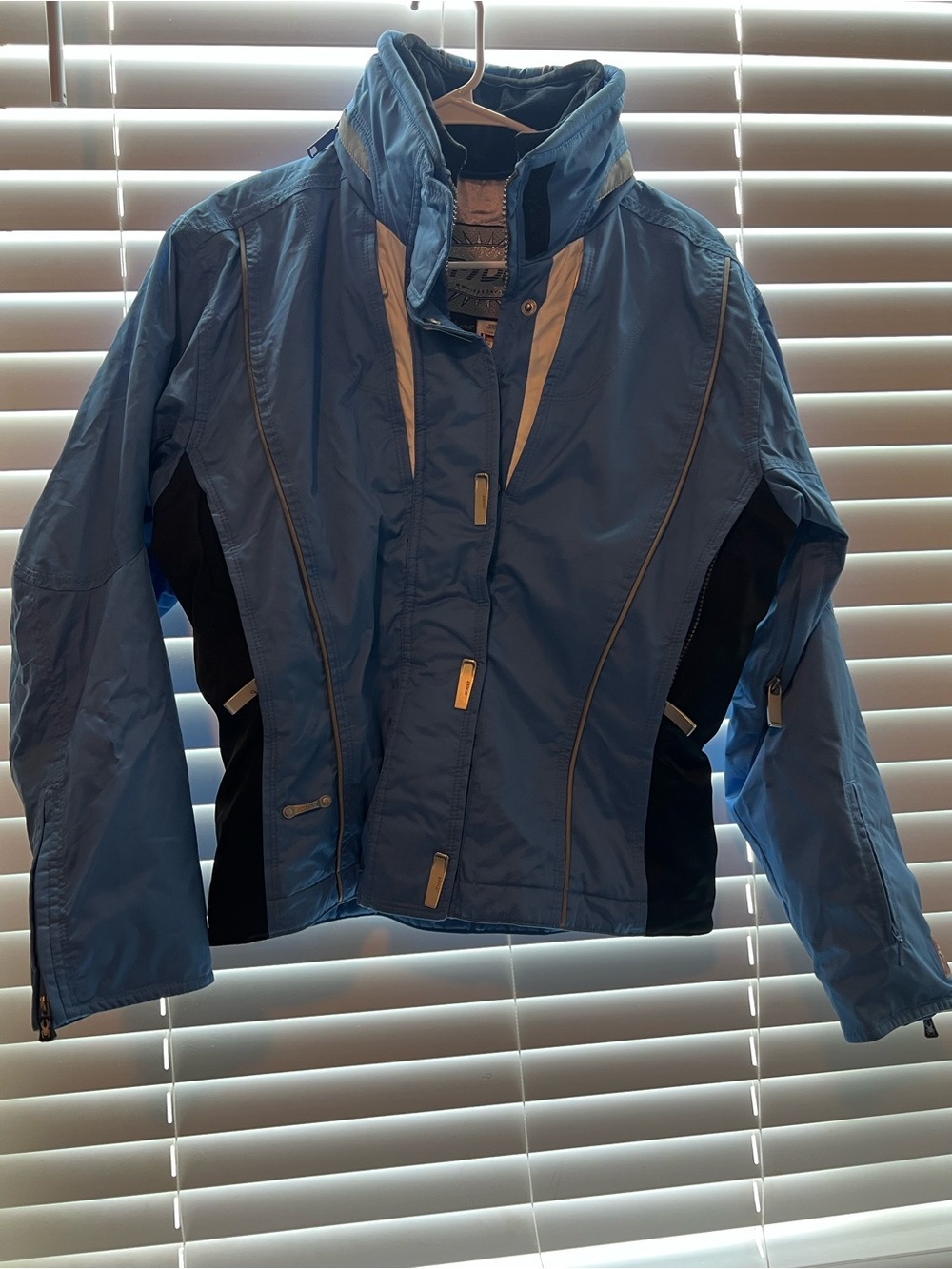 Spyder Light Blue and Black Ski Jacket